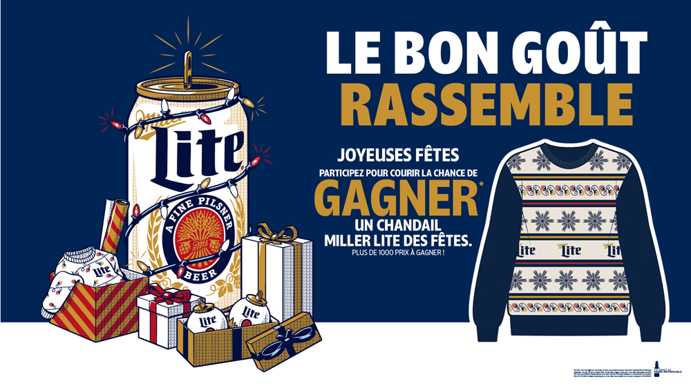 joyeusus fetes - participez pour courir la chance de gagner un chandail miller lite des fetes